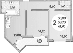 Продается 2-комн. квартира, 59 м²