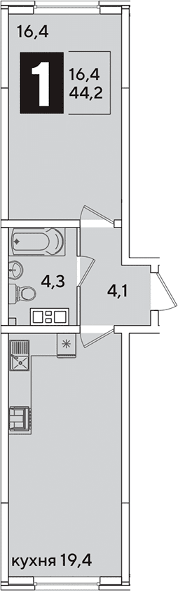 Продается 2-комн. квартира, 44.2 м²