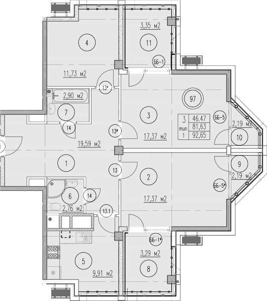Продается 3-комн. квартира, 86.72 м²