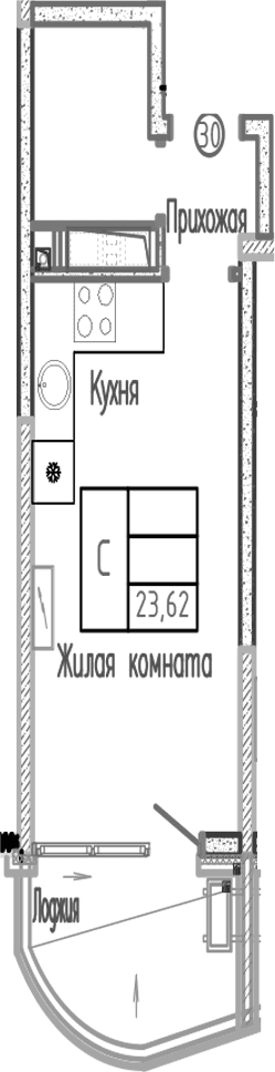 Продается 1-комн. квартира, 21.25 м²