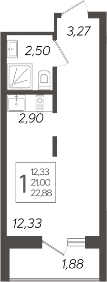 Продается 1-комн. квартира, 21 м²