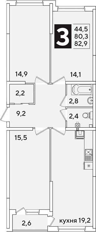 Продается 4-комн. квартира, 80.3 м²