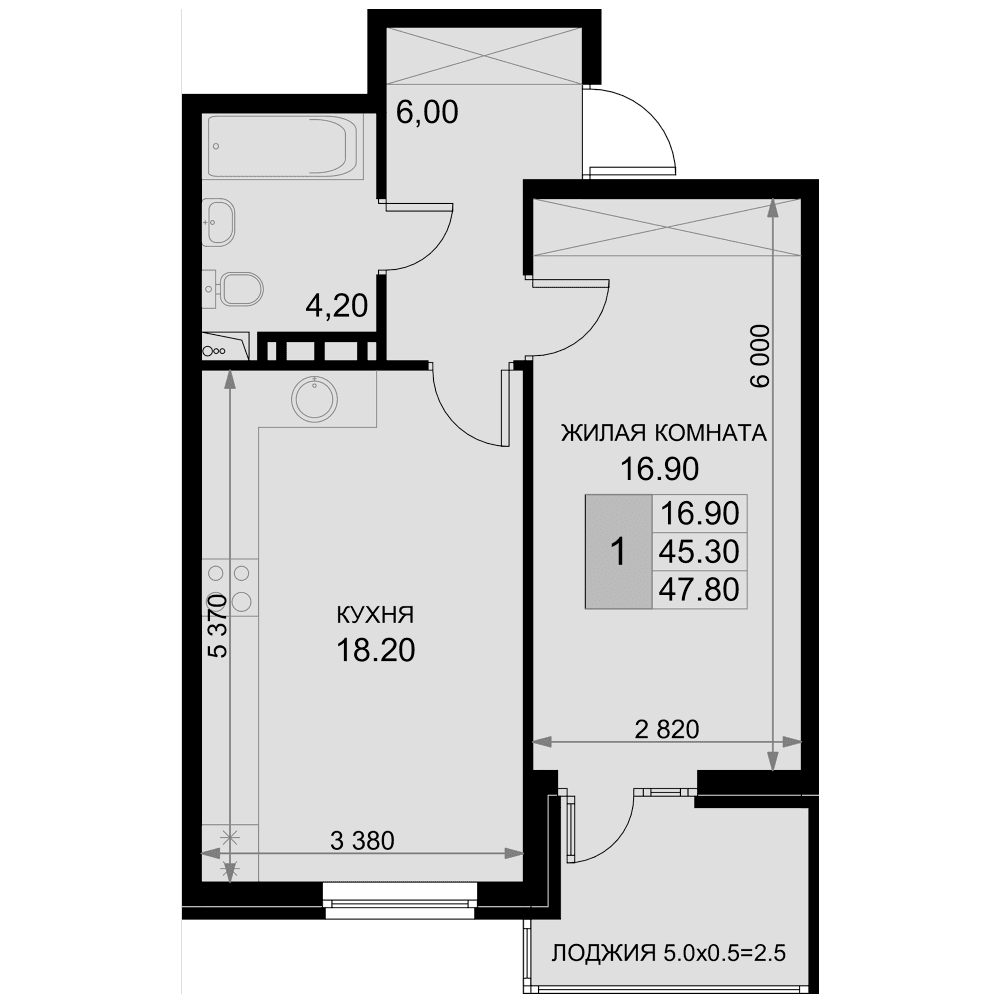 Продается 2-комн. квартира, 45.3 м²