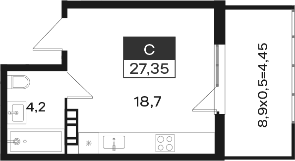 Продается 1-комн. квартира, 22.9 м²