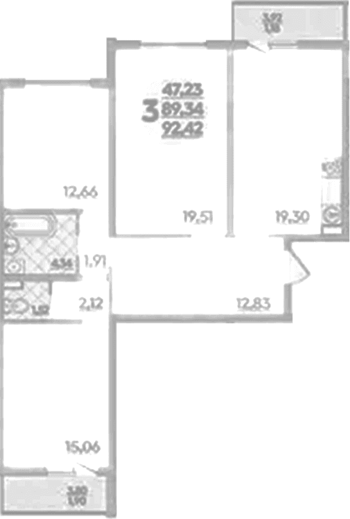 Продается 3-комн. квартира, 89.34 м²