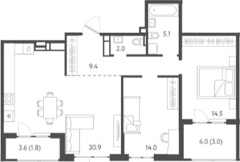 Продается 3-комн. квартира, 73.8 м²