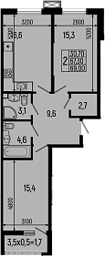 Продается 2-комн. квартира, 67.3 м²