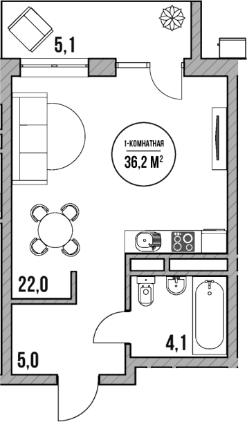 Продается 1-комн. квартира, 31.1 м²