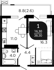 Продается 1-комн. квартира, 36.9 м²