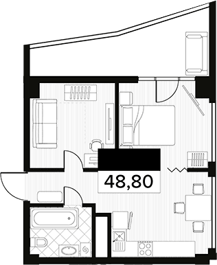 Продается 1-комн. квартира, 48.8 м²