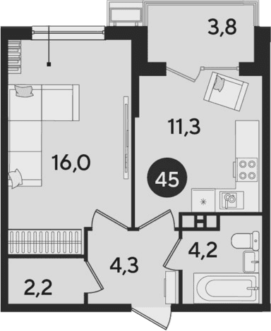 Продается 1-комн. квартира, 38 м²