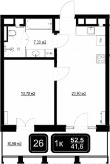Продается 2-комн. квартира, 41.6 м²