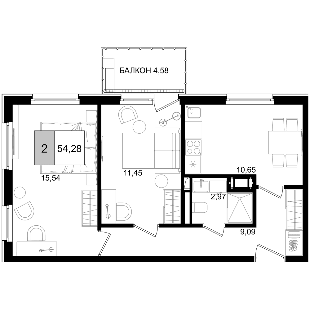 Продается 2-комн. квартира, 49.7 м²