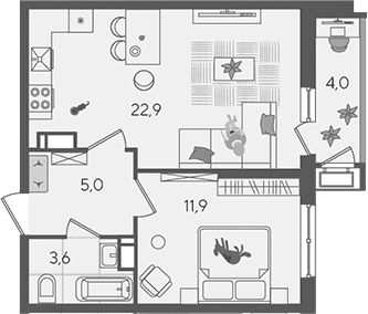 Продается 2-комн. квартира, 43.4 м²