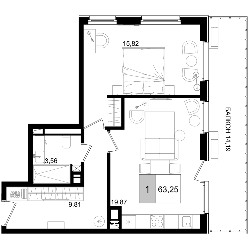 Продается 2-комн. квартира, 49.06 м²
