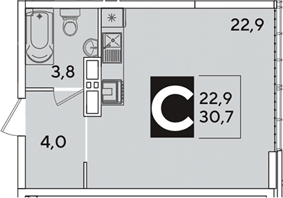 Продается 1-комн. квартира, 30.7 м²