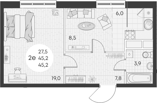 Продается 2-комн. квартира, 45.2 м²