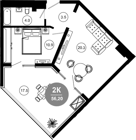 Продается 2-комн. квартира, 38.7 м²