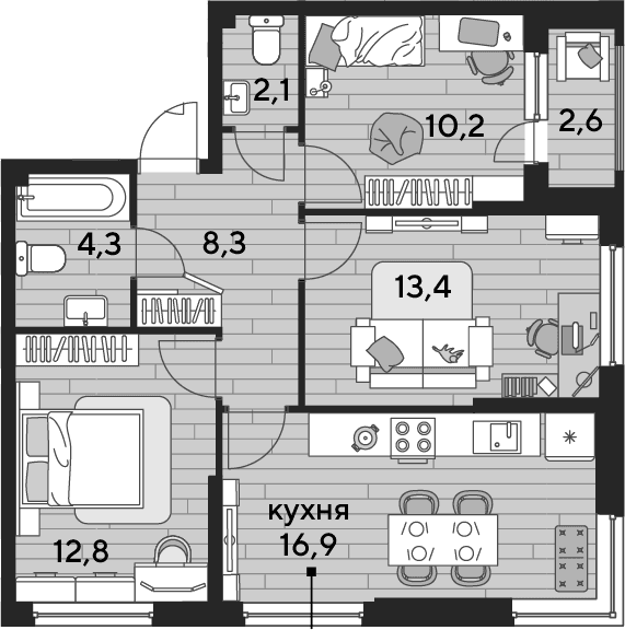 Продается 3-комн. квартира, 68 м²