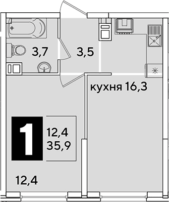 Продается 2-комн. квартира, 35.9 м²