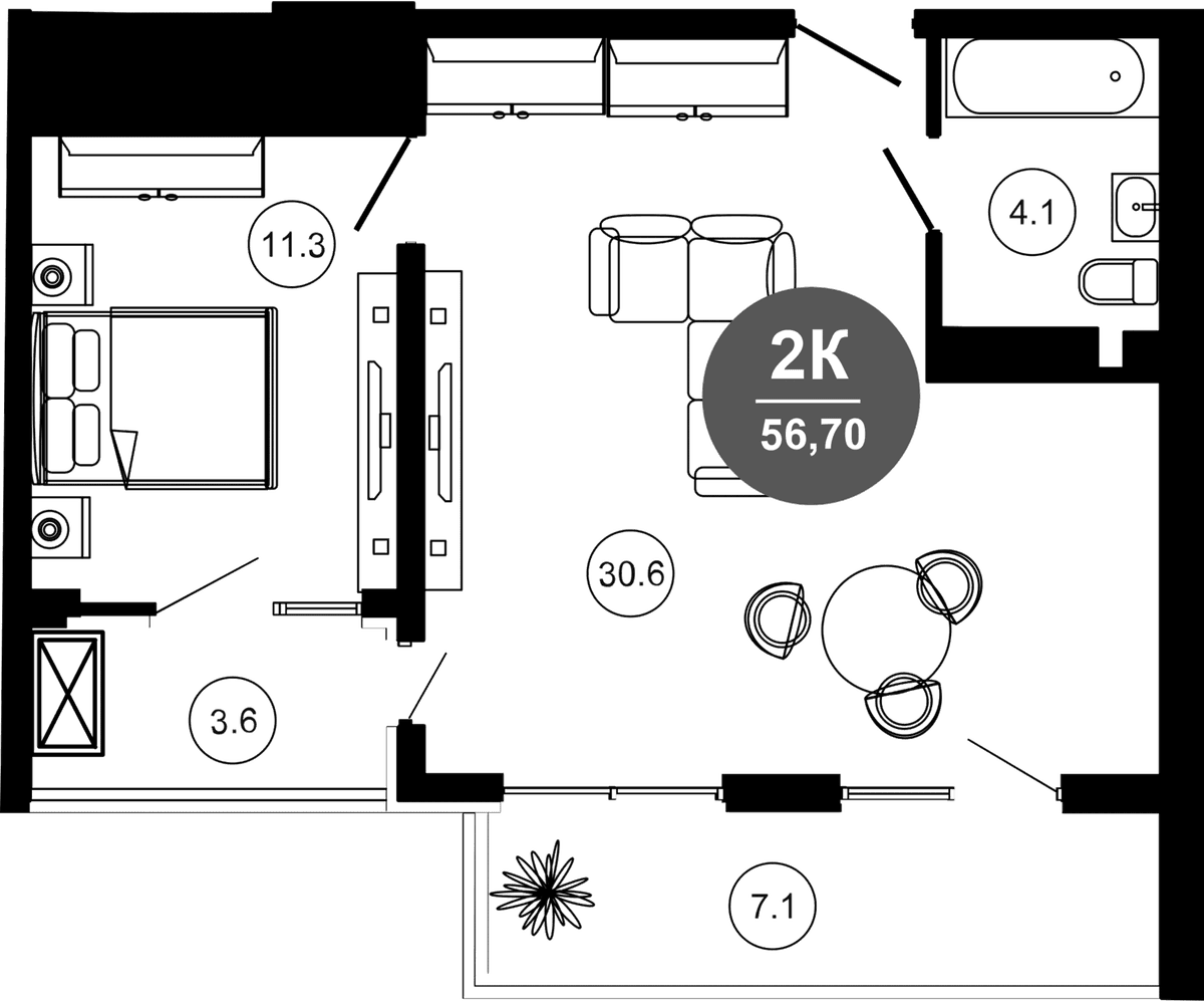 Продается 2-комн. квартира, 46 м²