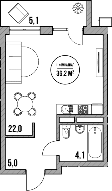 Продается 1-комн. квартира, 31.1 м²
