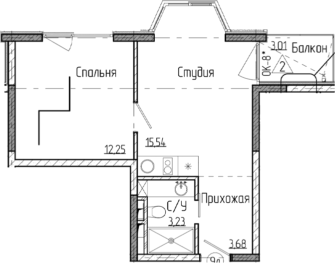 Продается 1-комн. квартира, 33.29 м²