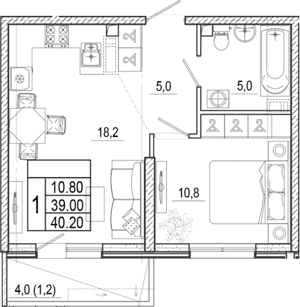 Продается 2-комн. квартира, 39 м²