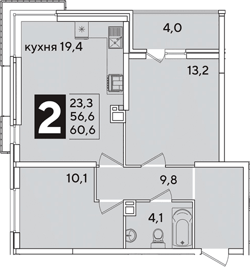 Продается 3-комн. квартира, 56.6 м²
