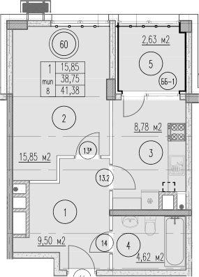 Продается 1-комн. квартира, 38.75 м²