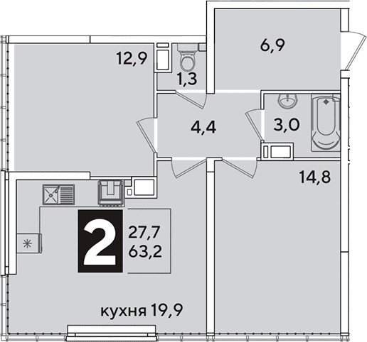 Продается 3-комн. квартира, 63.2 м²