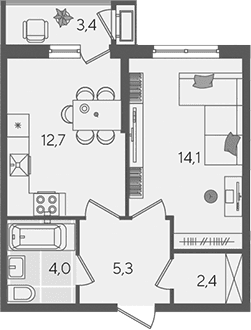 Продается 1-комн. квартира, 38.5 м²