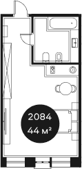 Продается 1-комн. квартира, 43.59 м²