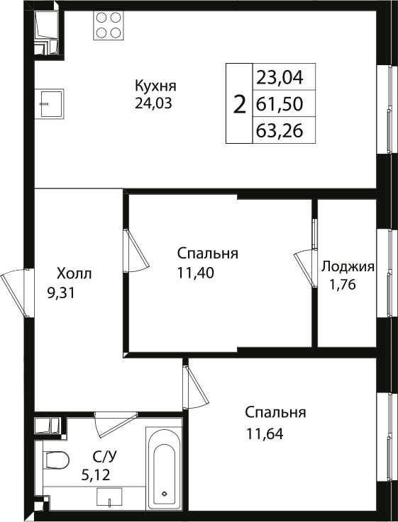 Продается 3-комн. квартира, 61.2 м²