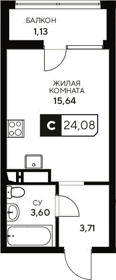 Продается 1-комн. квартира, 22.95 м²
