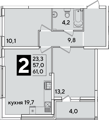 Продается 3-комн. квартира, 57 м²