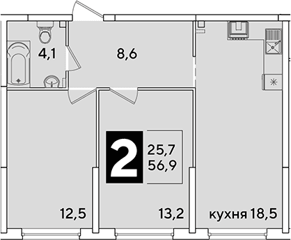 Продается 3-комн. квартира, 56.9 м²