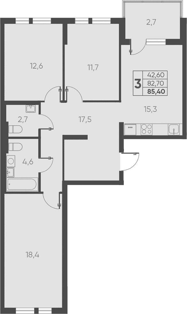 Продается 3-комн. квартира, 82.7 м²