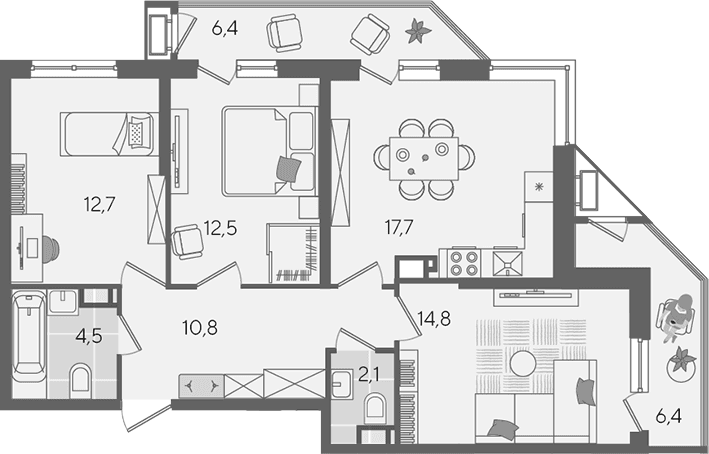 Продается 4-комн. квартира, 75.1 м²