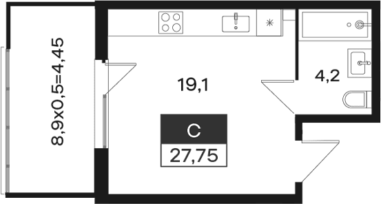 Продается 1-комн. квартира, 23.3 м²