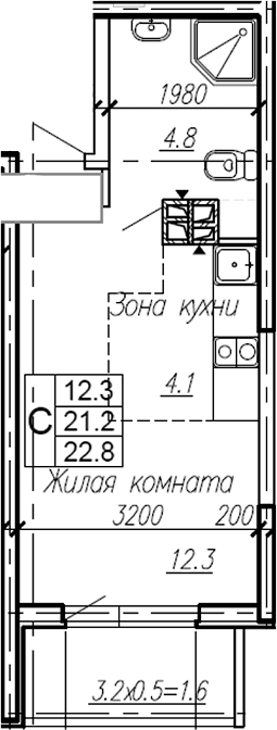 Продается 1-комн. квартира, 21.2 м²