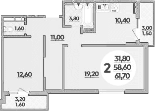Продается 2-комн. квартира, 58.9 м²