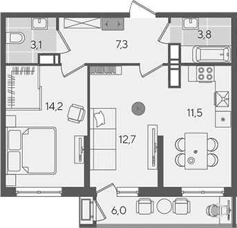 Продается 2-комн. квартира, 52.6 м²