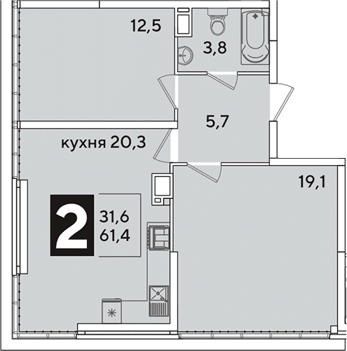 Продается 3-комн. квартира, 61.4 м²
