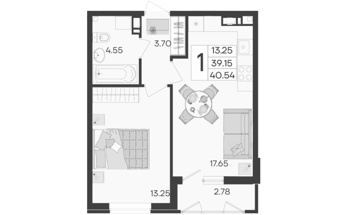 Продается 1-комн. квартира, 39.15 м²