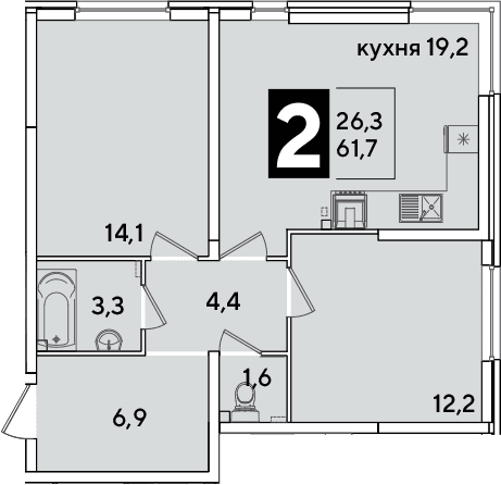 Продается 3-комн. квартира, 61.7 м²