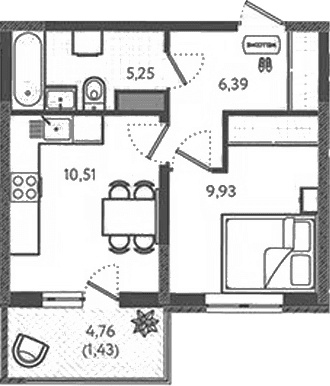 Продается 1-комн. квартира, 32.08 м²