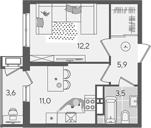 Продается 1-комн. квартира, 32.6 м²