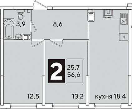 Продается 3-комн. квартира, 56.6 м²