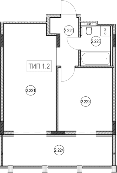 Продается 2-комн. квартира, 41.2 м²